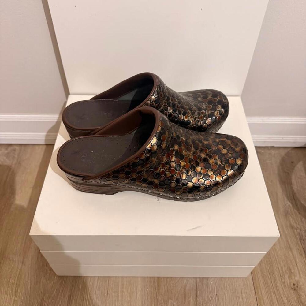 Sanita Danish Clogs Women's 37 Nurse Metallic Backless‎ Mosaic